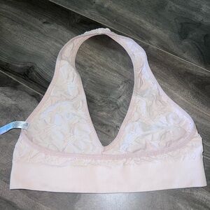 Peach Halter Embroidered Bralette Size Small